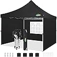 COBIZI 10x10ft Pop Up Canopy with 4 Removable Sidewalls, Easy Up Commercial Gazebos, Waterproof and UV50+ Gazebo with Portable Bag, Adjustable Leg Heights, Tents for Parties, with 4 sandbags