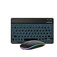 Bluetooth Keyboard and Mouse Combo for iPad - Rechargeable Wireless Keyboard & Mouse with 7-Color Backlit Compatible with iPad 9th/8th Gen, iPad Pro/Air/Mini, iPhone14/13/12 Pro, Black