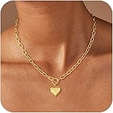 Bouzilli 14K Gold Plated Necklace for Women Sweatproof, Non Tarnish Chunky Layered Chain Necklaces Thick Gold Layering Herringbone Paperclip Necklace Stacks Toggle Necklaces for Women Men