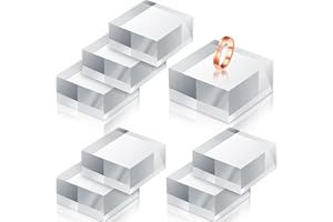Remerry 8 Pieces Acrylic Display Block 2 x 2 x 1 Inch Clear Polished Acrylic Square Display Cube Block Stand Holder for Rings Jewelry Ornaments