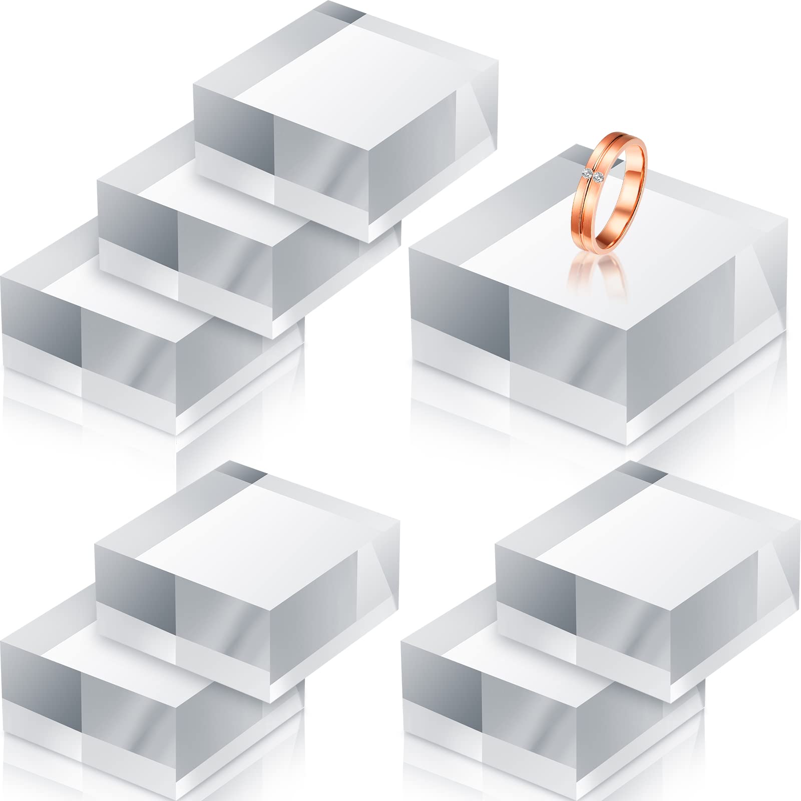 Photo 1 of Remerry 8 Pieces Acrylic Display Block 2 x 2 x 1 Inch Clear Polished Acrylic Square Display Cube Block Stand Holder for Rings Jewelry Ornaments