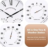 HomeZone 40cm Outdoor Garden Wall Clock 3-in-1 Thermometer & Hygrometer view 7