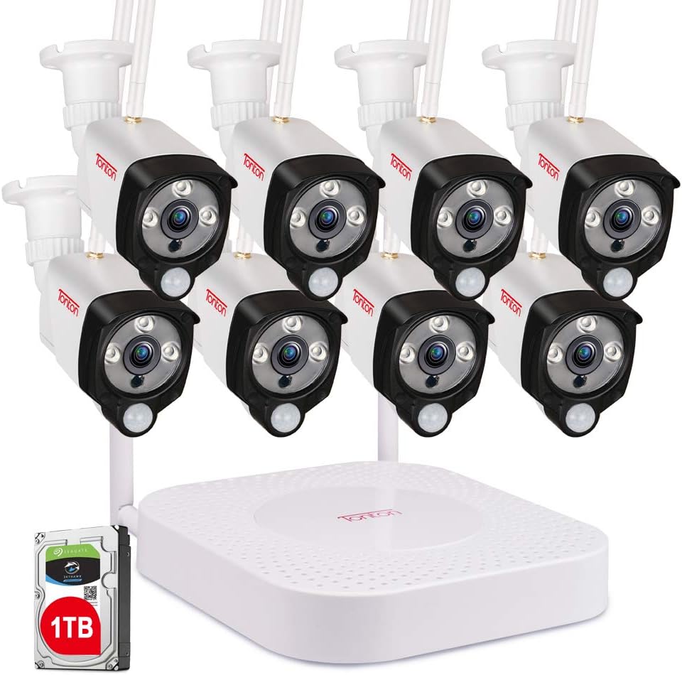 Tonton 1080P Full HD Wireless Security Camera System, 8CH NVR Recorder
