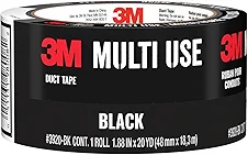3M Duct Tape Black, 1.88 inches by 20 yards, 3920-BK, 1 roll