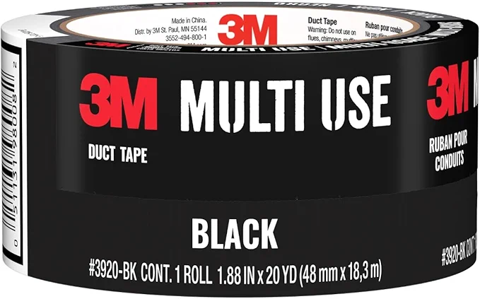 3M Duct Tape Black, 1.88 inches by 20 yards, 3920-BK, 1 roll