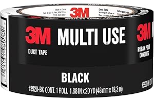 3M Multi-Use Colored Duct Tape, Black, 1.88 Inches by 20 yards, 3920-BK, 1 Roll