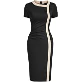 Viwenni Women's Ruffle Short Seelve Vintage Guest Dresses | Perfect for Church Office Daily Workplace Business Occasions