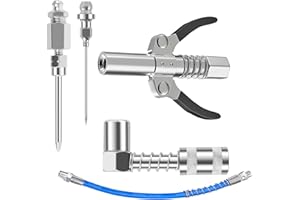 LxcshLjx 5pcs Grease Gun Fitting Kit, Double Handles Grease Gun Coupler, Lube Coupler, Grease Gun Coupler Adapter and Grease 