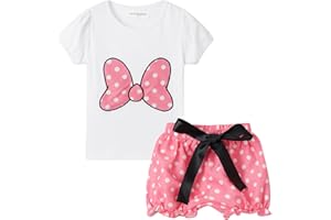 Mud Kingdom Girls Outfits Cute Cartoon Polka Dots Summer Holiday Clothes Sets