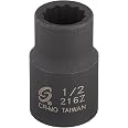 SUNEX TOOLS 216z Schlag-Stecknuss – 1/2 Zoll Antrieb, 1/2 Zoll 12-kant, Aus Chrom-Molybdän-Stahl
