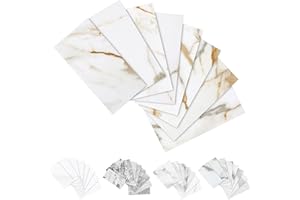 Yipscazo 100 Pieces Peel and Stick backsplash 3 x 6 Inches 3D PVC Composite Wall Tile Stick on Backsplash Tile for Kitchen Bathroom, Laundry Room, Fireplace in Carla with Gold
