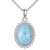 TIGER RIDER Moonstone/Moss atate/Labradorite/Turquoise/Black Onyx/Larimar/Opal Necklace 925 Sterling Silver Oval Gemstone Pendant Necklace Jewelry for Women