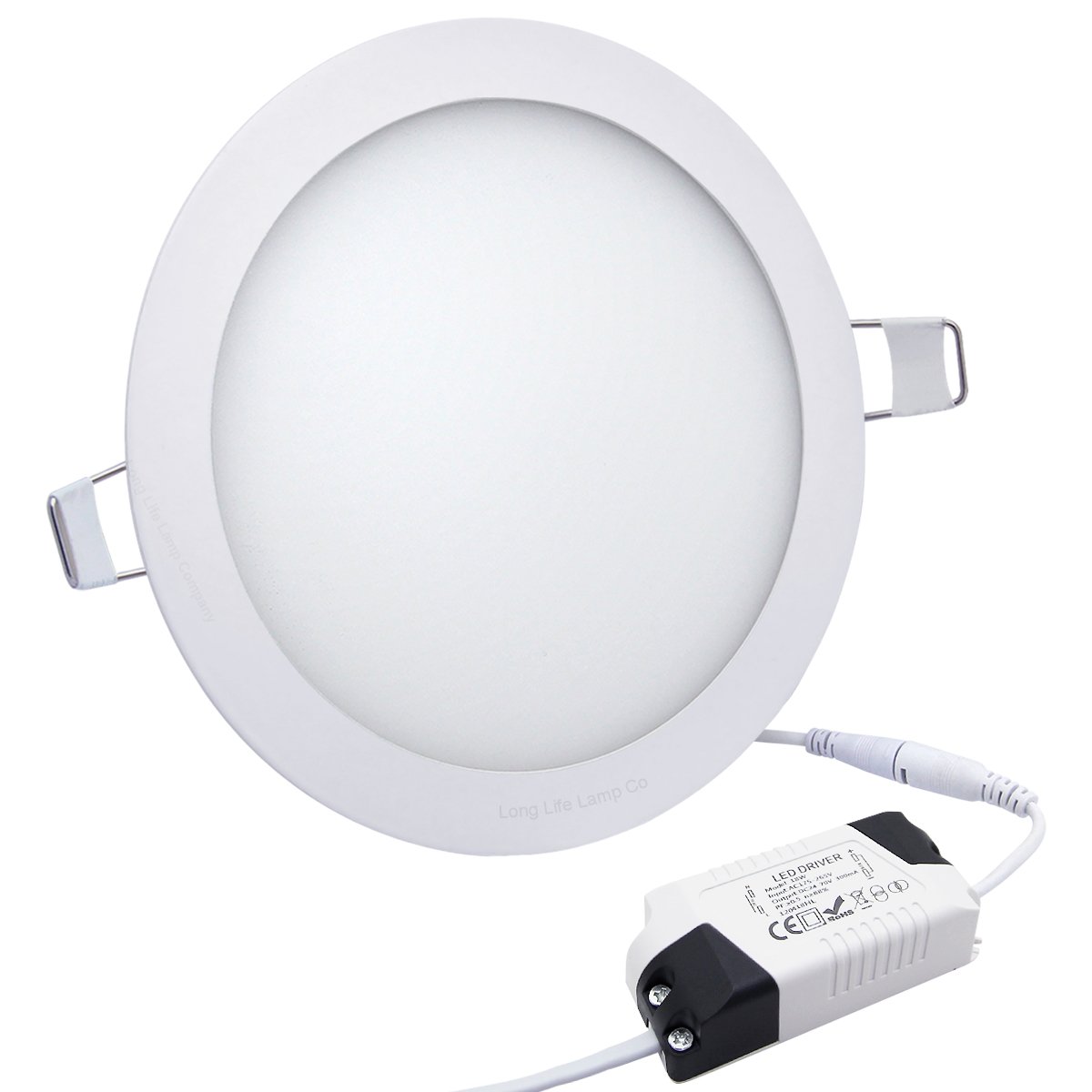 Long Life Lamp Company 18w Round LED Ceiling Light Recessed Flat Panel 4000k Cool White 225 x 225mm Includes Transformer