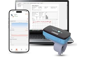 LOOKEE Ring Sleep Oxygen Monitor with Vibration Reminder for Low O2 | Continuous Ring Pulse Oximeter Overnight Tracks Blood O