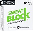 SweatBlock Clinical Strength Antiperspirant Wipes- Treat Hyperhidrosis & Excessive Sweating - Up to 7 Days Protection Per Wipe - 10 count - Unisex