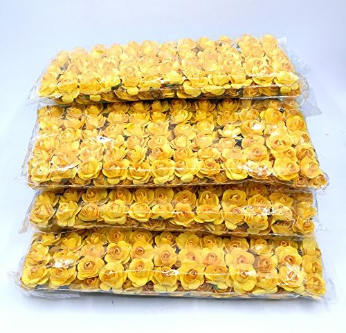 288Pcs/lot Mini Paper Rose Flowers Bouquet Wedding Decoration Paper Flower For DIY Scrapbooking Flowers Paper Cheap (yellow)