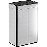 HOMCOM 14.5 Gallon (55 L) Sensor Trash Can with Soft-Close Lid, Automatic Touchless Motion Sensor Garbage Can with Fingerprin