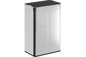 HOMCOM 14.5 Gallon (55 L) Sensor Trash Can with Soft-Close Lid, Automatic Touchless Motion Sensor Garbage Can with Fingerprin