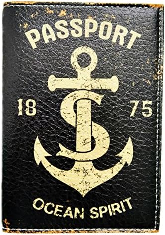 Passport Cover For Man And Woman - Eco Leather Passport Holder - Passport Wallet (Anchor)