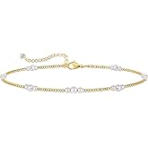Kyerlyn Dainty Simple Chain Anklet for Women 18k Gold/Silver Plated Summer Beach Beaded Evil Eye Moon Figaro Butterfly Satellite Cuban Pearl Flat Marina Anklet Gift