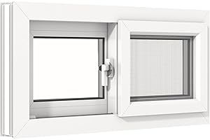 ASSTINOUS Basement Slider Window 32" x 16" Vinyl Basement Window,Featuring Double-Pane Insulated with Thermal Insulation Soundproof Glass,Removable Sliding Windows with Screen Windows