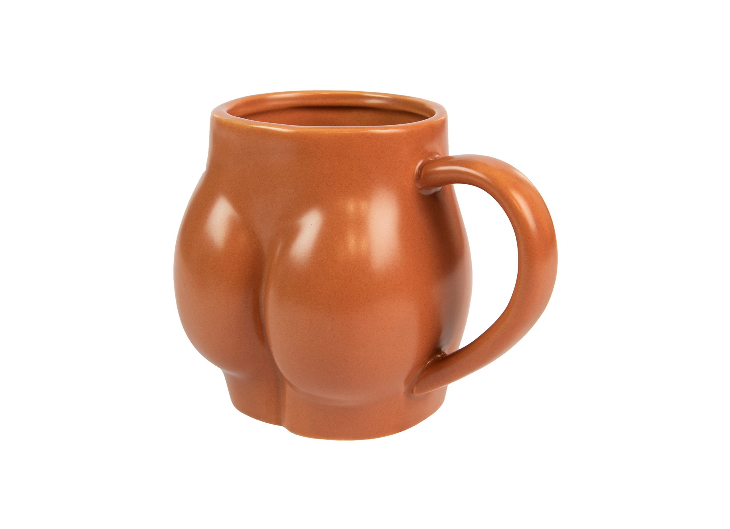 Fisura - Coffee Mugs with Funny Body Shape, Tea Mug Style, Brown Cups, 320 ml Capacity, Unique Porcelain Design, 14 x 10.5 x 8 cm