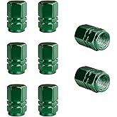 Wevdn 8 PCS Car Tire Valve Caps, Anti-Corrosion Aluminum Alloy Valve Stem Dust Caps with Rubber Seal, Leak-Proof Tire Valve Cover for SUV Truck Motorcycle Bike, Car Accessories (Green)