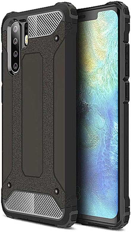 P30 P30pro Phone Case Carbon Fiber+Rubber Double-Layer Buffer Shockproof Damping Airbag Reinforced Corner Protective Cover for Huawei (Black Gold, P30)