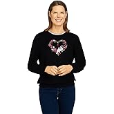 Alfred Dunner Women's Lovebirds Heart Wreath Pullover Sweatshirt