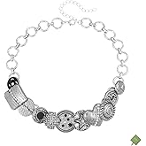 Heart Chunky Choker Necklace, Star Choker Necklace for Women Gothic Y2K Aesthetic Outfit Jewelry Accessories Vintage Retro Chunky Costume,Suitable for Mother's Day,Halloween and Christmas Day