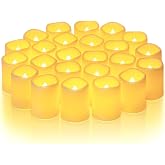 Homemory 24 Pack Ivory Flameless Flickering LED Votive Tealights Candles | Battery operated, 200+ hours runtime, warm white glow, 1.5