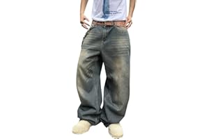 HUNGSON Mens Baggy Jeans for Men Women Y2k Skater Vintage Plain Pants Casual Wide Leg Jeans Loose Fit Denim Jeans