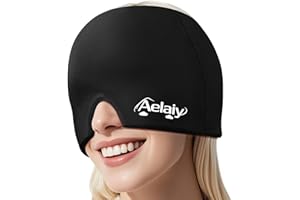 Migraine Relief Cap, All Around Gel Covered Reusable Headache Relief Cap, Black Migraine Cap for Headache Relief, Puffy Eyes 
