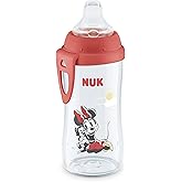 NUK First Choice Minnie Mouse Active Cup, 10 oz. Soft Spout Sippy Cup with On-the-Go Carry Clip, Lightweight, Leak Proof, Spill Proof Cup, 1-pack