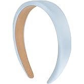 Amariver Blue Headband for Women 1.2inch Satin Headbands Padded Head Bands DIY Plain Hair Band Fashion Light Blue Hair Accessories for Women Girls