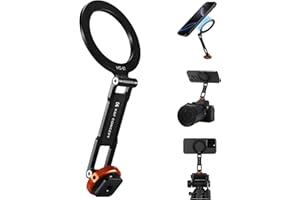 K&F CONCEPT Magnetic Metal Phone Mount with Cold Shoe Mount, Adjustable Rotatable Phone Holder Adapter Compatible with iPhone 17/16/15/14/13 Serie, Camera Monitoring, Tripods, Stabilizers