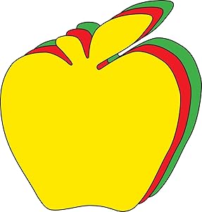 5.5” Apple Tri-Color Creative Cut-Outs, 31 Cut-Outs in a Pack for Fall Projects, Decorations, Learning Games, Classroom, Kids’ School Craft Projects