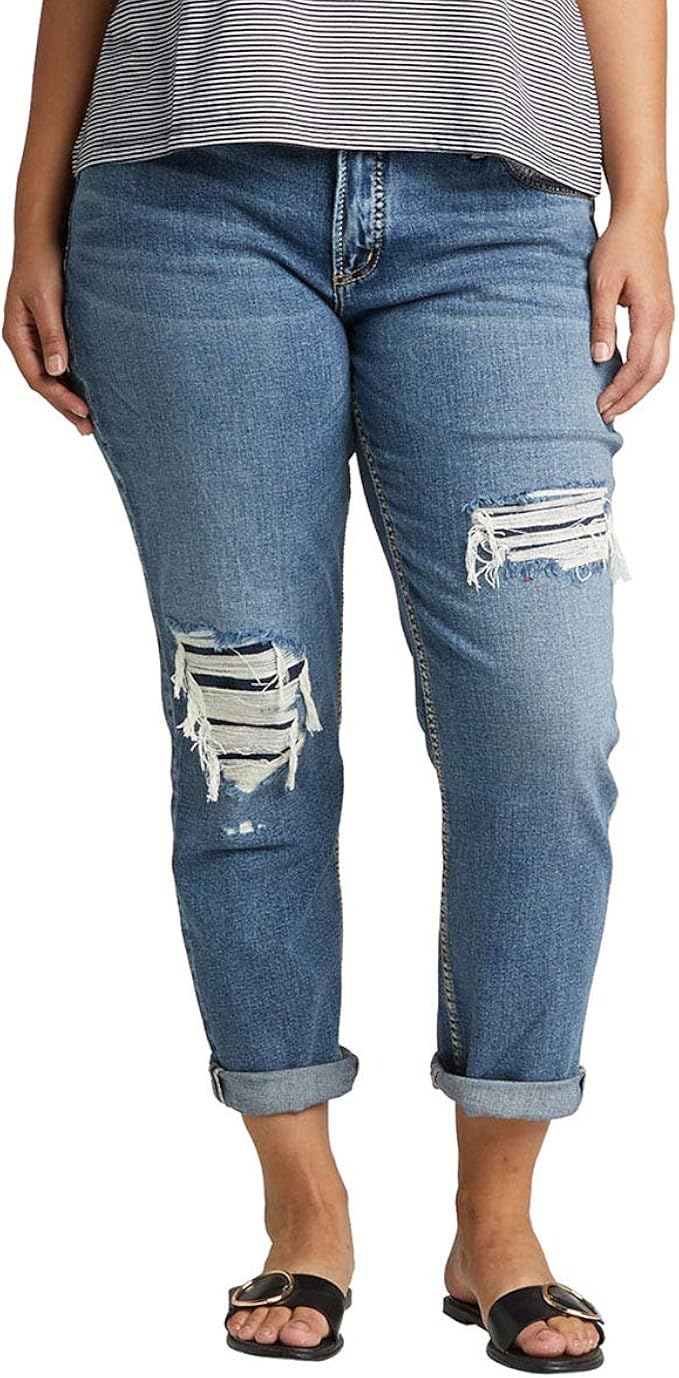 womens silver boyfriend jeans