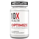 10X Health Methylated Multivitamin - 90 Capsules | A daily methylated multivitamin with 5-MTHF folate, NAC, vitamins and minerals; 90 capsules for adults.