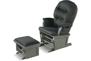 Glider and Ottoman Set, Wood Glider Rocker for Nursery, Cleanable Upholstered Comfort Nursing Rocking Chair with Padded Armre