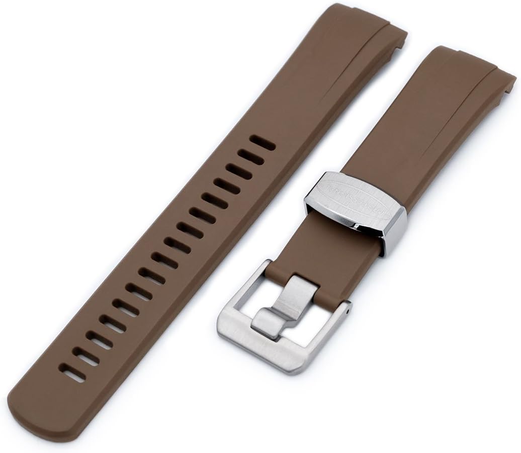 22mm Crafter Blue - Brown Rubber Curved Lug Watch Band for Seiko Turtle SRP777