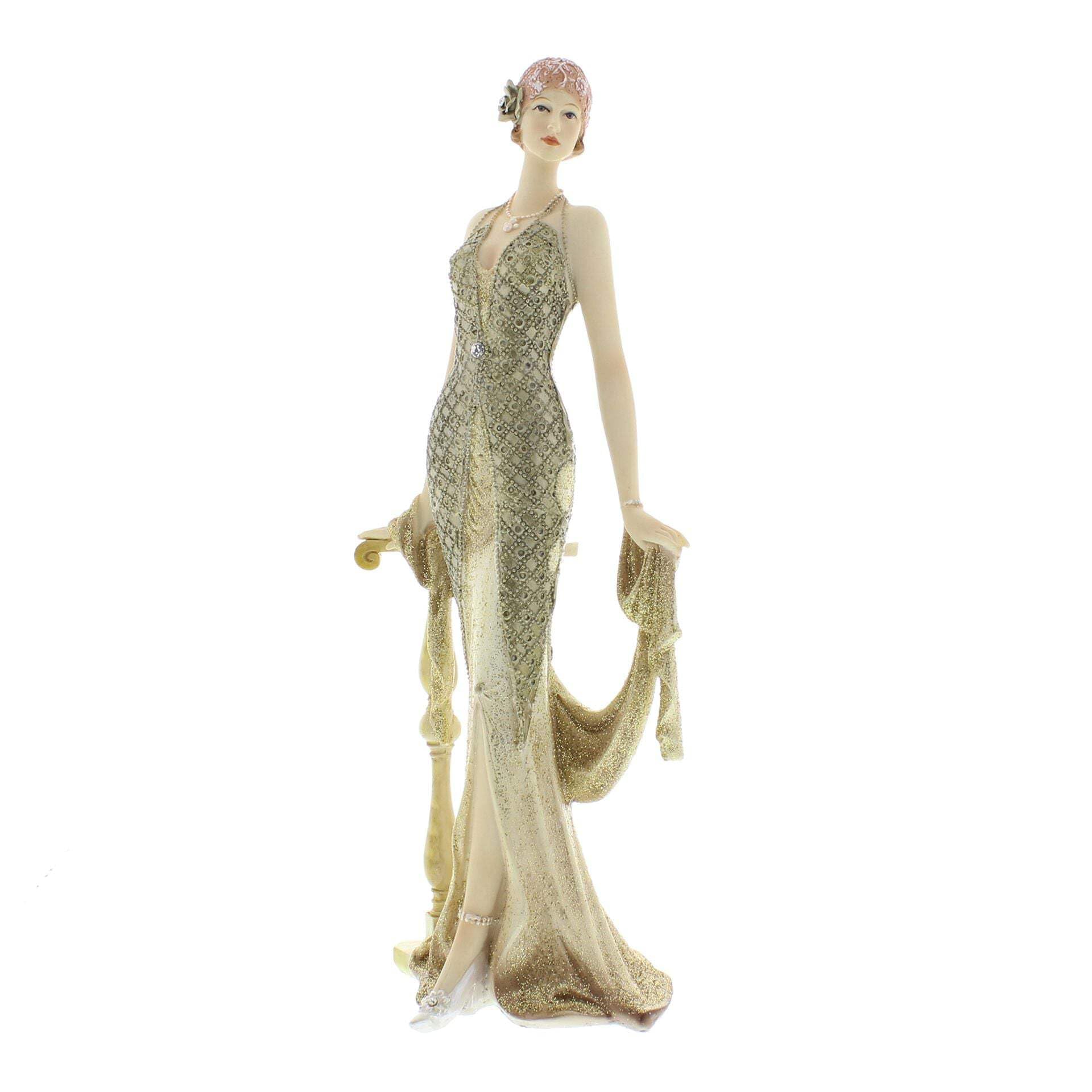 Juliana Broadway Belles Gold Glitter Figurine Sculpture Holding Scarf Lucia