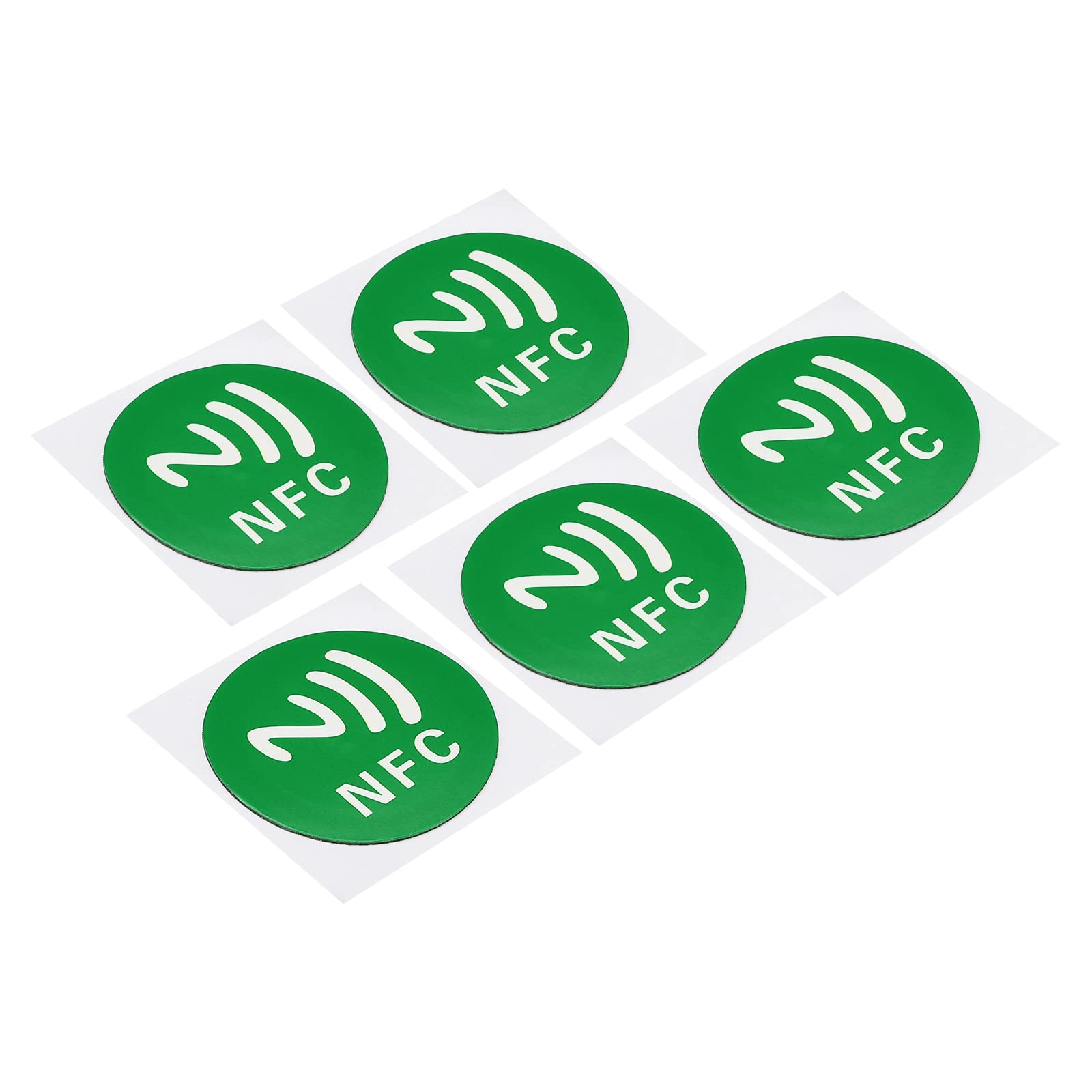 PATIKIL NFC Stickers, 5 Pack NTAG213 Tag Sticker 144 Bytes Memory Fully Programmable Blank Round 30mm/1.2" Dia NFC Tags for Phone, NFC-Enabled Device, Green