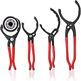 Lothee 4 Pieces Oil Filter Wrench Set, 10'' 12'' 14'' 16'' Oil Filter Pliers Adjustable Removal Tool Pliers for Cars, Trucks, Motorcycles Engine, Conduit, Fittings(Red)