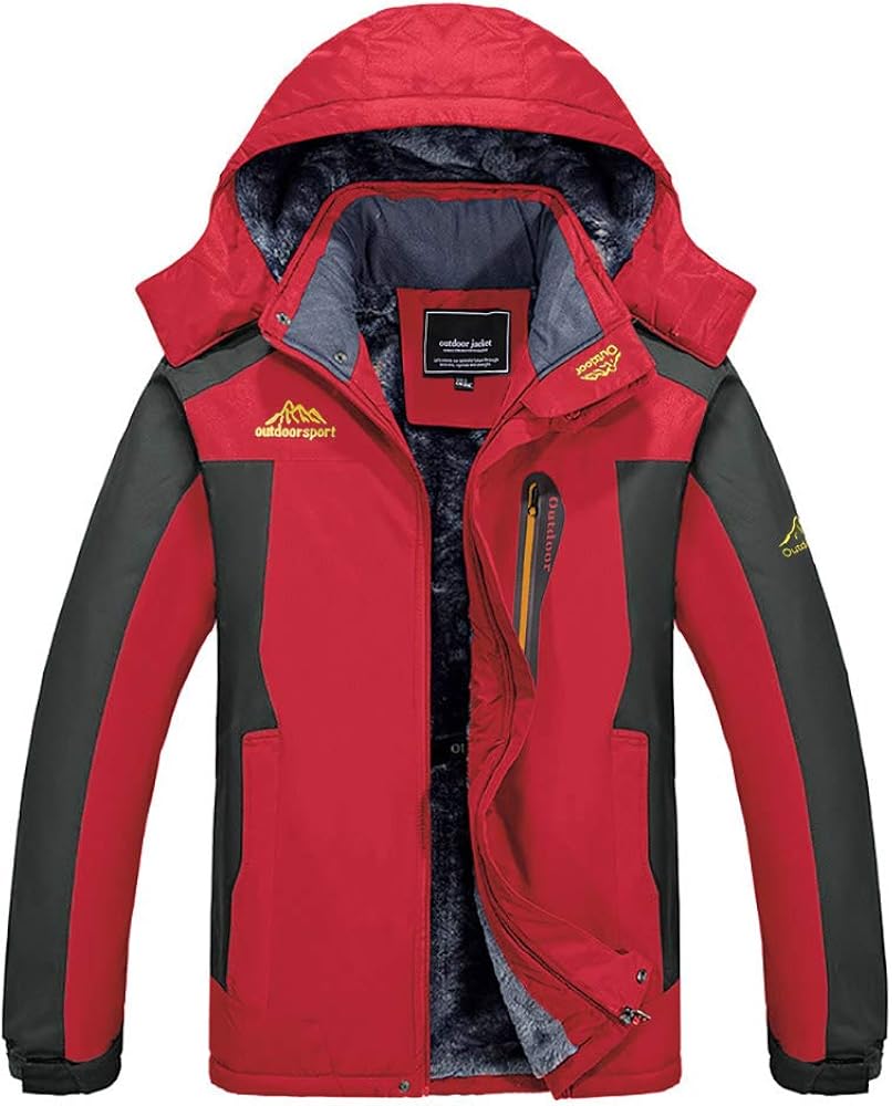 BIYLACLESEN Men's Winter Jackets Windproof Windbreaker Fleece Lined Warm Ski Snowboard Jacket Parka Jacket: Clothing