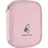 Linsiter Small First Aid Bag Empty, Portable Travel Pill Bag Double Zipper First Aid Pouch with Handle for Family Outdoors Hiking Camping Car Office Workplace (Pink)