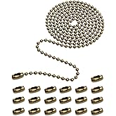 160-inch Ceiling Fan Pull Chain, Rustproof 3mm Pull Chain Extension for Ceiling Fans and Light Fixture, Beaded Ball Chain with 20 Matching Connectors (Bronze)