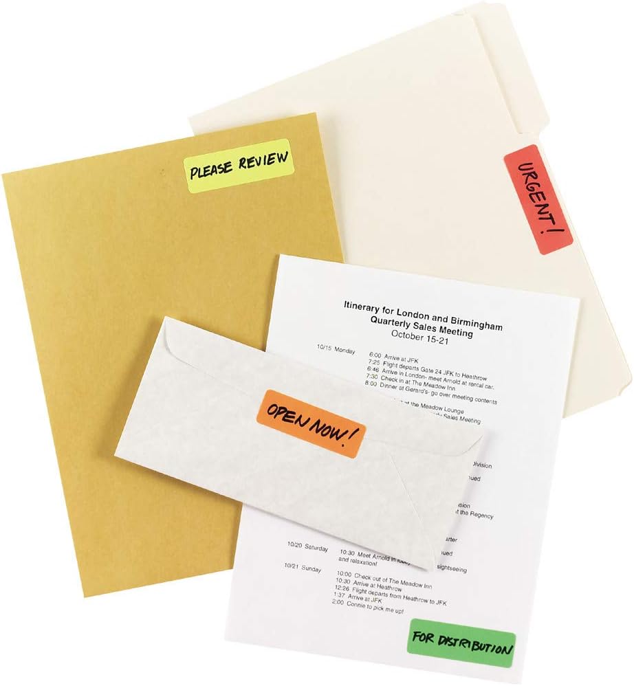 Avery Removable Print or Write Color Coding Labels, 1 x 3 Inches, 200 Labels (5481), Assorted Color (Neon Green/Neon Orange/Neon Red/Neon Yellow) : Labels Color Coding : Office Products