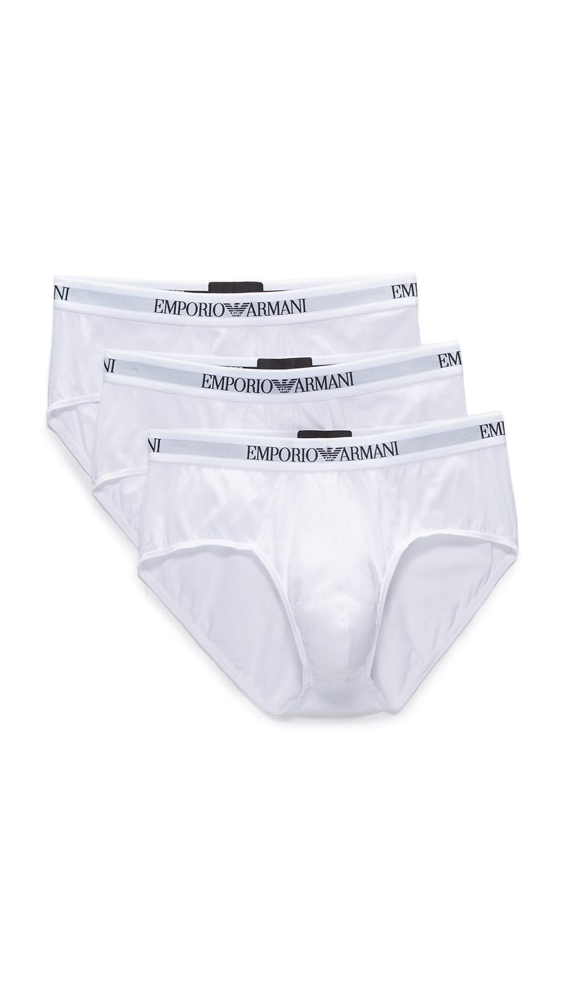 Emporio Armani Men’s Cotton Briefs, Bianco/Bianco/Bianco, Large
