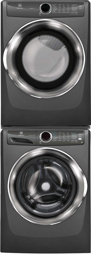 Electrolux Titanium Front Load Laundry Pair with EFLS527UTT 27" Washer, EFMG527UTT 27" Gas Dryer and STACKIT7X Stacking Kit